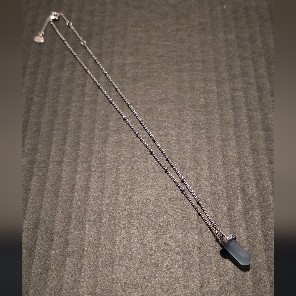 Pura Vida Silver Necklace with Blue Crystal Pendant